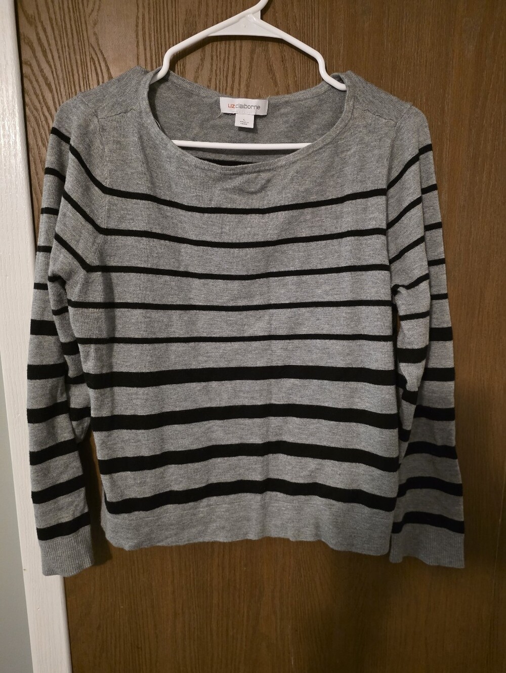 Liz Claiborne Gray & Black Striped Women's Sweater